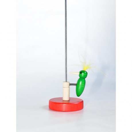 Holzspielzeug Klopfspecht grun mit gelber Feder Деревянная игрушка дятел зеленый с желтым пером