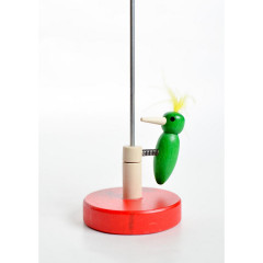 Holzspielzeug Klopfspecht grun mit gelber Feder Деревянная игрушка дятел зеленый с желтым пером