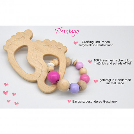 glucksWunder Holz Greifling Beissring Babyfusschen mit Geschenkverpackung Деревянное кольцо для прорезывания зубов детские ножки с подарочной коробкой