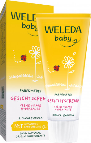 WELEDA Calendula Gesichtscreme parfuemfrei, 50 ml, Детский крем для лица с календулой и миндальным маслом без отдушки, 50 мл