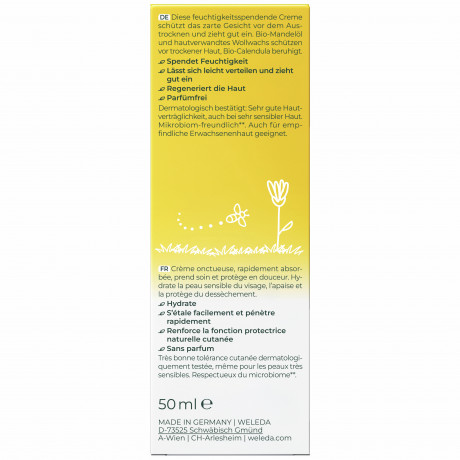 WELEDA Calendula Gesichtscreme parfuemfrei, 50 ml, Детский крем для лица с календулой и миндальным маслом без отдушки, 50 мл