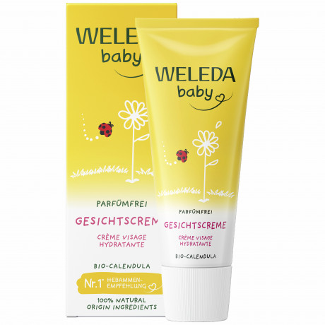 WELEDA Calendula Gesichtscreme parfuemfrei, 50 ml, Детский крем для лица с календулой и миндальным маслом без отдушки, 50 мл