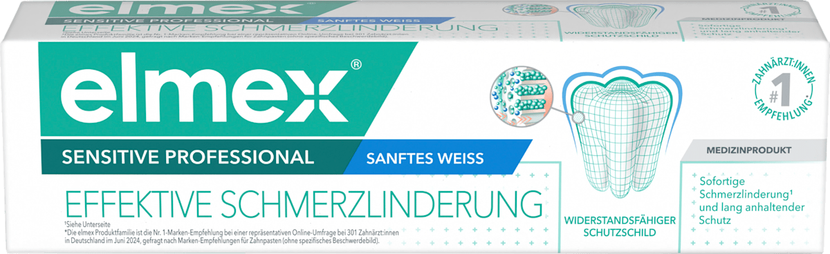 elmex Zahnpasta Sensitive Professional Sanftes Weiss, 75 ml, Зубная паста Sensitive Professional Sanftes Weiss с аргинином для чувствительных зубов и мягкого удаления окрашиваний, 75 мл