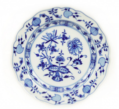 Meissen Zwiebelmuster kobaltblau - weißer Rand Teller 18 cm, Мейсен Фарфоровая кобальтовая тарелка с узором 18 см