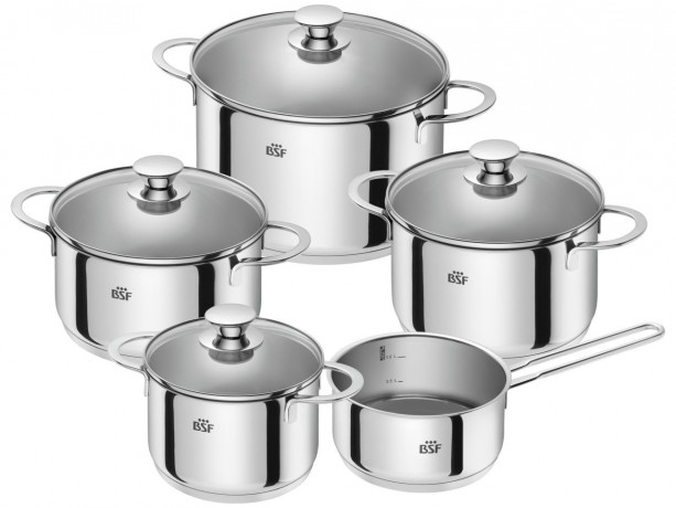 BSF BSF Topfset 5-tlg. BORDEAUX silber Набор кастрюль BSF, 5 шт. БОРДО