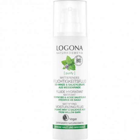 Logona Mattierendes Feuchtigkeitsfluid Bio-Minze & Salicylsaure aus der Weidenrinde Матирующий увлажняющий флюид с органической мятой и салициловой кислотой из коры ивы