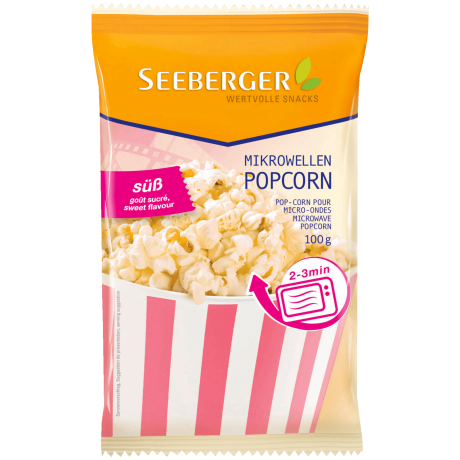 Seeberger Mikrowellen-Popcorn suss Сладкий попкорн для микроволновой печи 100г