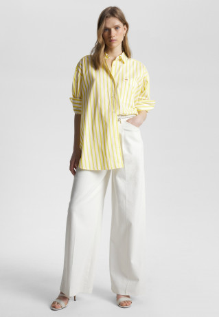 Tommy Hilfiger STRIPED ICON OVERSIZED SHIRT Button-down blouse banker vivid yellow РУБАШКА OVERSIZE STRIPED ICON Блузка на пуговицах банкир ярко-желтый