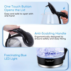 Aigostar Aigostar Wasserkocher Boro-Silikatglas, 1,7 l, 2200,00 W, Abschaltautomatik, Uberhitzungsschutz  Trockenkochschutz  Чайник Айгостар боросиликатное стекло, 1,7 л, 2200,00 Вт, автоматическое отключение, защита от перегрева, защита от выкипания