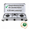 BlueCraft BlueCraft Gaskocher, (Gas-Kochfeld 3 flammen mit Schlauch und Druckminderer), Campingkocher 3-flammig, Gasherd 50 mbar fur Propan-Gas-Flasche Газовая плита BlueCraft, (газовая плита 3 пламени со шлангом и редуктором давления), походная плита 3