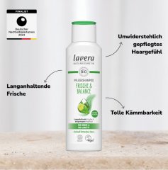 Lavera Shampoo Frische & Balance, Лавера Шампунь Свежесть и Баланс с органической мятой и органическим лаймом для жирных волос, 250 мл