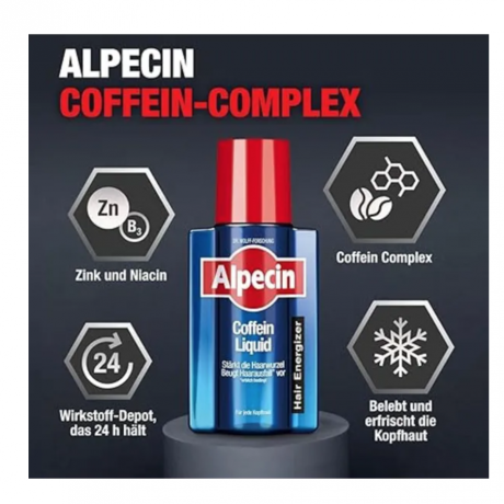 Alpecin Coffein-Liquid 200ml, Жидкий крем с кофеином, предотвращает выпадение волос, 200 мл