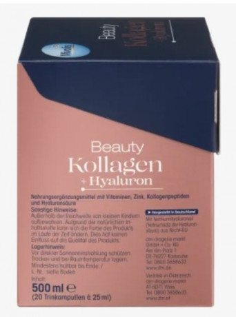 Mivolis Beauty Kollagen + Hyaluron 20stk x 3packs, Бьюти Коллаген для улучшения кожи в питьевых ампулах, 20 шт x 3 упаковки (60 ампул)