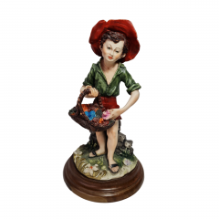 Статуэтка винтажная Giuseppe Armane &quot;Мальчик с корзиной цветов&quot;, фарфор, 25,5 x 14 см, Италия, 1960-70гг. 