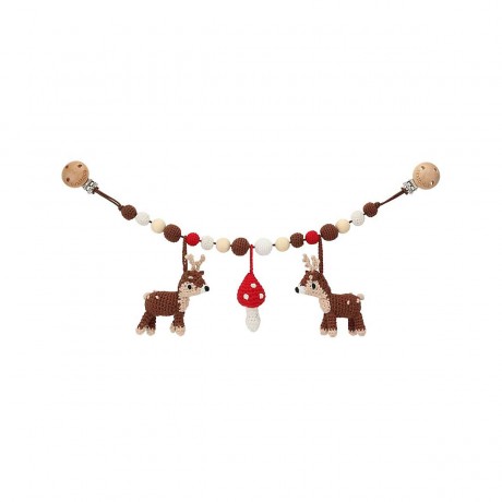 SindiBaba® Kinderwagenkette Reh AUDREY gehakelt mit Rasseln Коляска-цепочка олень ОДРИ связана крючком с погремушками