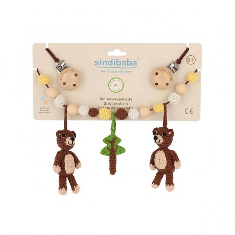 SindiBaba® Kinderwagenkette Reh AUDREY gehakelt mit Rasseln Коляска-цепочка олень ОДРИ связана крючком с погремушками