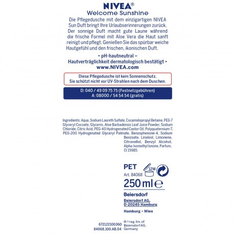 NIVEA Duschgel Love Sunshine, 250 ml Гель для душа Лав Саншайн, 250мл