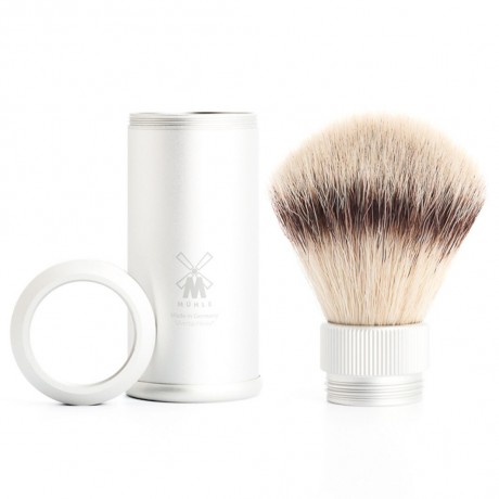 Muhle TRAVEL Reiserasierpinsel Silvertip Fibres© white  Дорожный помазок для бритья TRAVEL Silvertip Fibres© белый