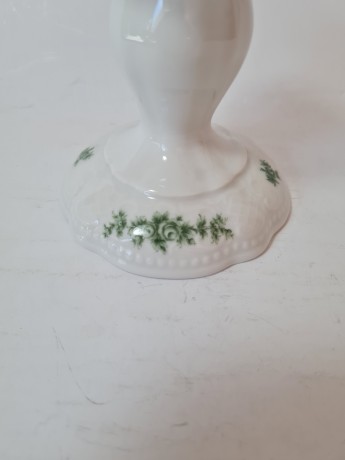 Seltmann Weiden Bavaria Подсвечник белый с зеленым цветочным узором, 9см х 9см, Германия, 1960-70гг.