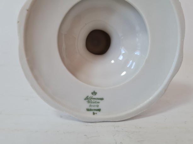 Seltmann Weiden Bavaria Подсвечник белый с зеленым цветочным узором, 9см х 9см, Германия, 1960-70гг.