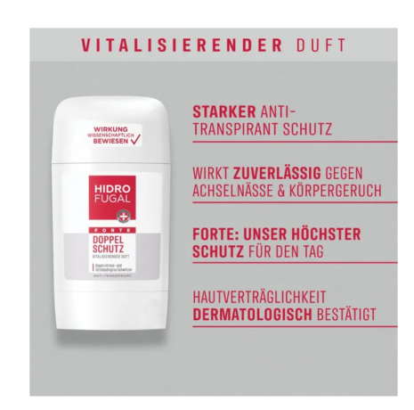 Hidrofugal Deo Antitranspirant Doppelschutz Stick 50ml, Антиперспирант-стик FORTE с двойной защитой, 50мл