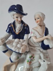 Handgemalt Фарфоровая позолоченная статуэтка &quot;Дама и кавалер&quot;, 18см, Германия, 1950-60гг.