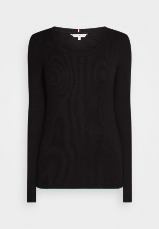 Tommy Hilfiger SLIM FRILL SCOOP-NK LS Jumper black SLIM FRILL SCOOP-NK LS Джемперы черный