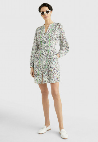 Tommy Hilfiger COASTAL FLORAL PRINT MINI Shirt dress coastal floral ditsy spring lime COASTAL FLORAL PRINT MINI Платье-рубашка прибрежный цветочный дитси весенний лайм