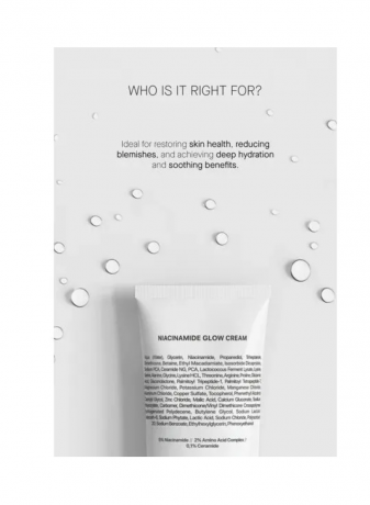 Transparent Lab Niacinamide Glow Cream, Крем для лица с ниацинамидом 5% увлажняющий, выравнивающий тон, от несовершенств и тусклости, с керамидами, 50 мл