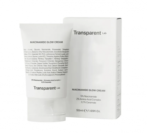 Transparent Lab Niacinamide Glow Cream, Крем для лица с ниацинамидом 5% увлажняющий, выравнивающий тон, от несовершенств и тусклости, с керамидами, 50 мл