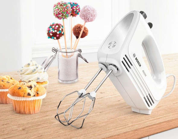 BOSCH BOSCH Handmixer CleverMixx MFQ24200, 400 W, inkl. Edelstahl-Tubobesen, Edelstahl-Knethaken, leicht und ergonomisch Ручной миксер BOSCH CleverMixx MFQ24200, 400 Вт, включая венчик из нержавеющей стали, крюк для теста из нержавеющей стали, легкий и э