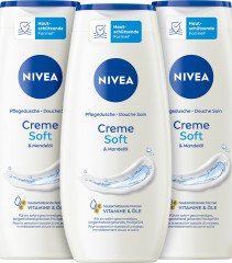 NIVEA Pflegedusche Creme Soft, 750 ml (3x250 ml), Нивеа Крем гель для душа с миндальным маслом, витамины C и E, набор, 750 мл