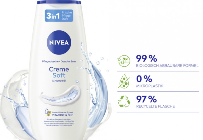 NIVEA Pflegedusche Creme Soft, 750 ml (3x250 ml), Нивеа Крем гель для душа с миндальным маслом, витамины C и E, набор, 750 мл