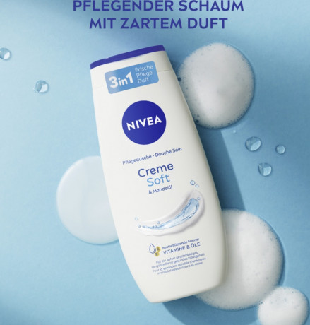NIVEA Pflegedusche Creme Soft, 750 ml (3x250 ml), Нивеа Крем гель для душа с миндальным маслом, витамины C и E, набор, 750 мл