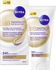 NIVEA BB Tagespflege 5in1 Mittlerer Hauttyp, 50 ml, Нивеа BB крем для лица 5 в 1, для среднего тона кожи, выравнивание и увлажнение, 50 мл