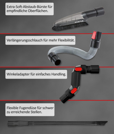 Genius Genius Akku-Hand-und Stielstaubsauger Invictus X9 Facelift Deluxe 26-tlg., Nass-  Trockenreiniger, 450,00 W, beutellos HEPA Filter, Akkusauger bis zu 55 Min Laufzeit Ladestation Burste Set  Genius беспроводной ручной пылесос Invictus