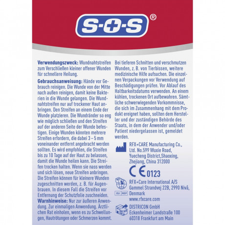 SOS Sterile Wundnaht Streifen Professional, 16 Stuck, SOS Стерильные полоски для стягивания ран Professional, замена швам, 16 шт.