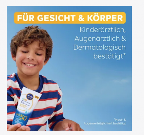 NIVEA SUN Sonnenmilch Kids sensitiv, daily uv Schutz, LSF 50+, Солнцезащитный лосьон для чувствительной кожи детей, ежедневная защита от УФ-излучения, SPF 50+, 100 мл