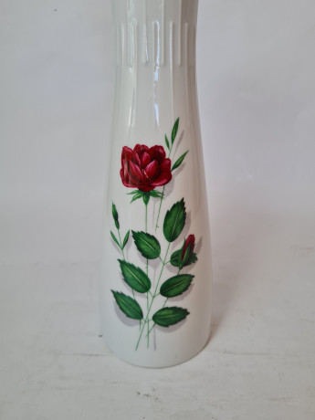 Ваза винтажная Z&Co Tirschenreuth Bavaria с красной розой, фарфор, 27 см, Германия, 1960-70гг.