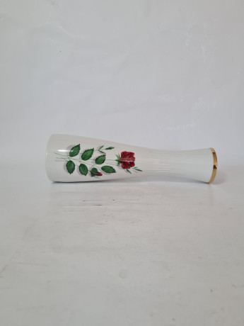 Ваза винтажная Z&Co Tirschenreuth Bavaria с красной розой, фарфор, 27 см, Германия, 1960-70гг.