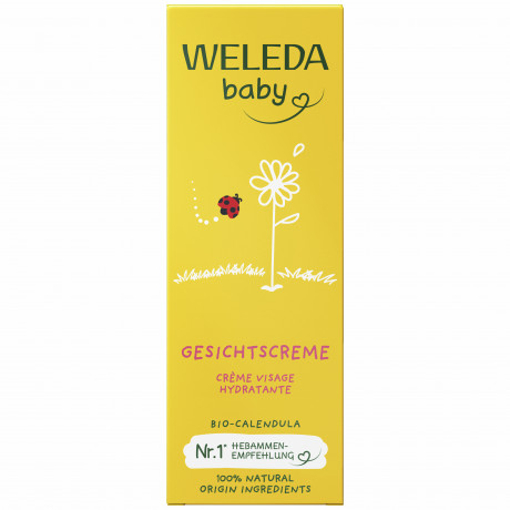 WELEDA baby CALENDULA Gesichtscreme, 50 ml, Детский крем для лица с календулой и миндальным маслом для чувствительной кожи, 50 мл