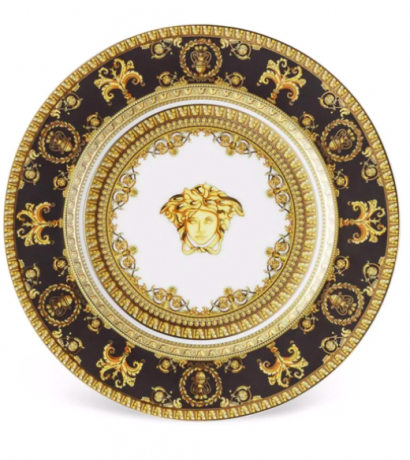 Rosenthal Versace I love Baroque - Nero Brotteller 18 cm, Розенталь Версачи Фарфоровая тарелка серии "Я люблю барокко" в черном 18 см, 3шт