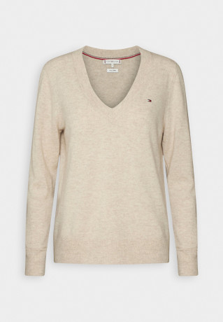 Tommy Hilfiger V NECK Jumper white dove heather V-образный вырез джемперы белый голубь вереск