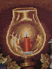 Картина винтажная &quot;Натюрморт с фруктами и бокалами&quot;, гобелен, большой формат, 92 х 52 см, в дерев.раме, Германия, 1960-70гг.