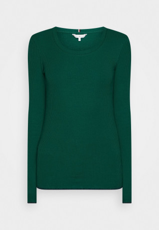 Tommy Hilfiger SLIM FRILL SCOOP-NK LS Jumper prep green SLIM FRILL SCOOP-NK LS Джемперы подготовка зеленый