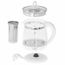JUNG JUNG Wasserkocher ADLER AD1299 Wasserkocher Glas mit Temperatureinstellung Digital, 1.7 l, 2200 W, Glas mit Edelstahl, LED Beleuchtung  Farbwechsel, 360° Basis Kettle  Чайник JUNG ADLER AD1299, стеклянный чайник с цифровой регулировкой температуры, 1