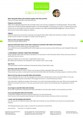 Krauterhaus Sanct Bernhardt Bile-Dragee with Artichoke - 3 piece treatment pack450 Dragees - 3 piece treatment pack