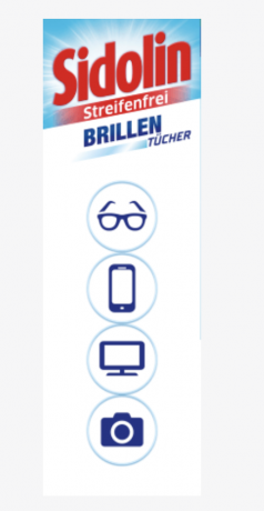 Sidolin Brillenputztucher 50 Stk, Sidolin салфетки для очков и экранов влажные, без разводов, мягкая очистка линз, дисплеев и стекла, 50шт