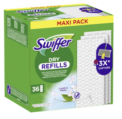 Swiffer Wischtucher trocken Nachfüllpackung mit Duft 36st, Сменные салфетки для швабры для сухой уборки полов, с ароматом чистоты и свежести, 36шт