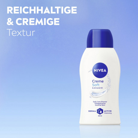 NIVEA Pflegedusche Creme Soft, 50 ml, Нивеа Крем гель для душа с миндальным маслом, витамины C и E, дорожный формат, 50 мл